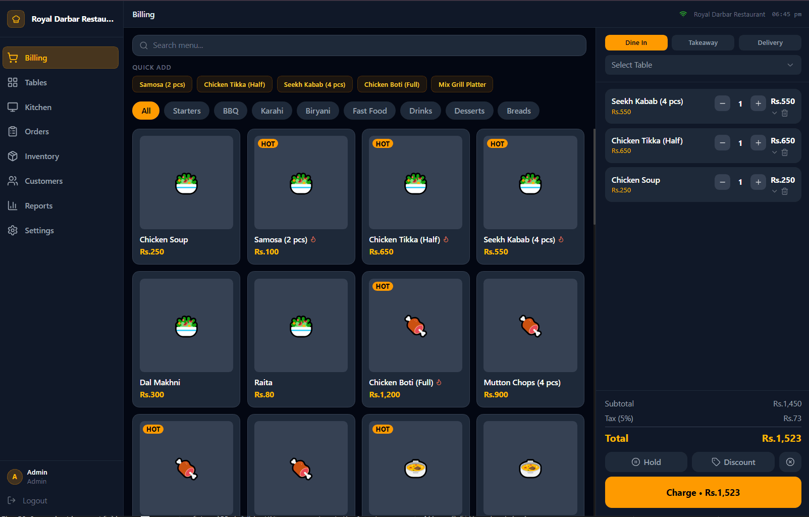 Restaurant Point of Sale System — Online Web App